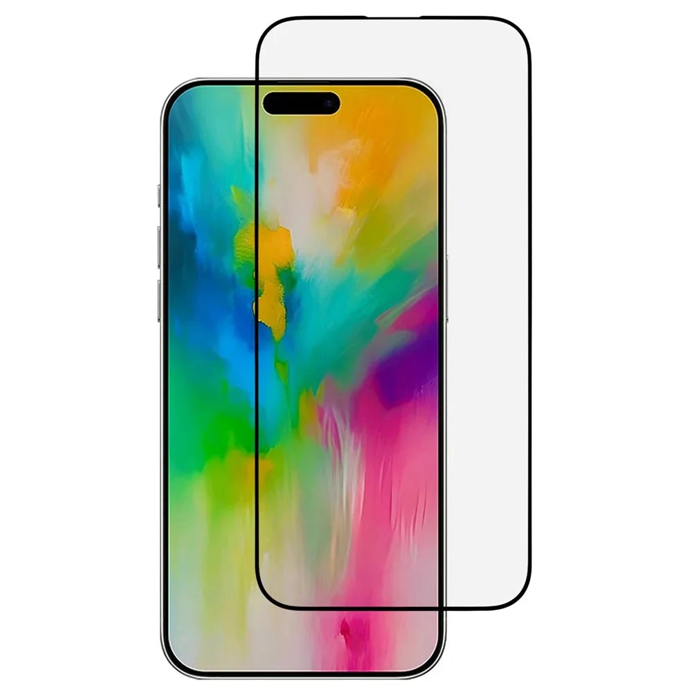 For iPhone 16 Full Coverage Silk Print  Tem9Dpered Glass Film Anti-Shatter Screen Protector - 1