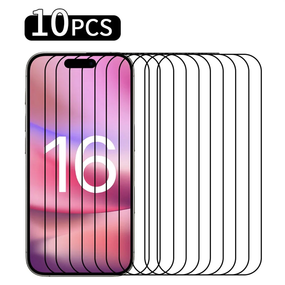 RURIHAI 10Pcs For iPhone 16 Pro High Aluminium-Silicon Glass Film 0.26mm 2.5D Secondary Hardening Screen Protector - 1