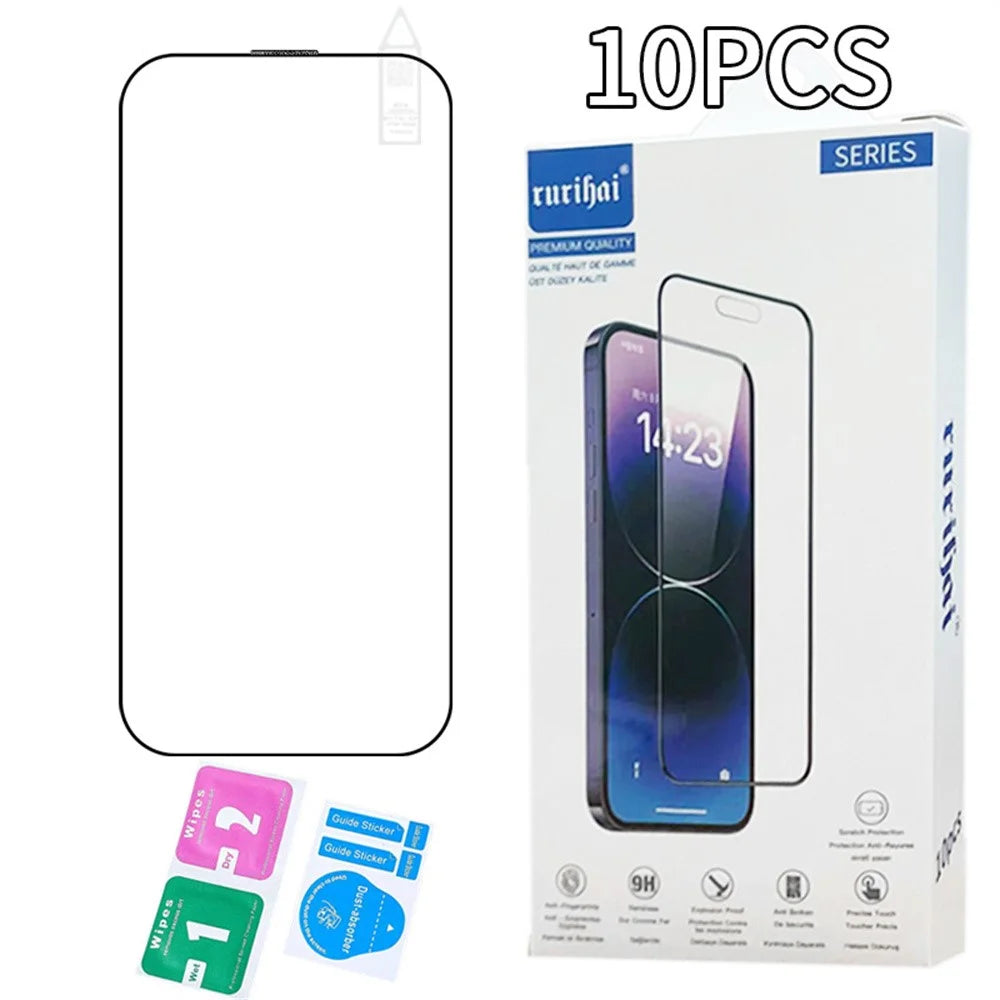 RURIHAI 10Pcs For iPhone 16 Pro High Aluminium-Silicon Glass Film 0.26mm 2.5D Secondary Hardening Screen Protector - 5