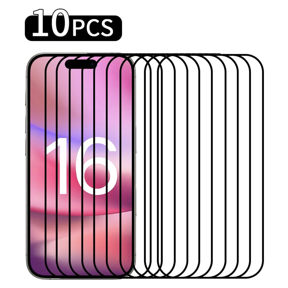 RURIHAI 10Pcs For iPhone 16 Plus High Aluminium-Silicon Glass Film 0.26mm 2.5D Secondary Hardening Screen Protector - 1