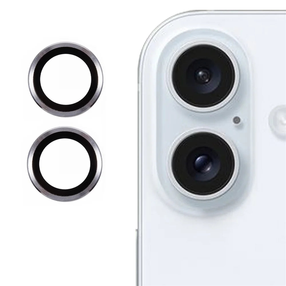 2Pcs / Set For iPhone 16 / 16 Plus Camera Lens Protector Scratch-Resistant Corning Gorilla Glass Lens Film - Silver - 1