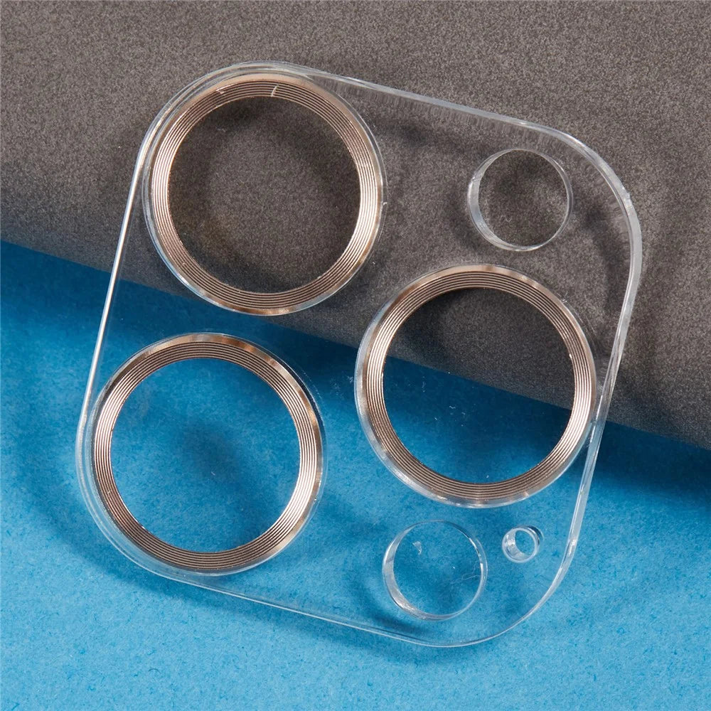 For iPhone 16 Pro / 16 Pro Max Camera Lens Protector CD Veins Integrated Tempered Glass Lens Film - Gold - 4