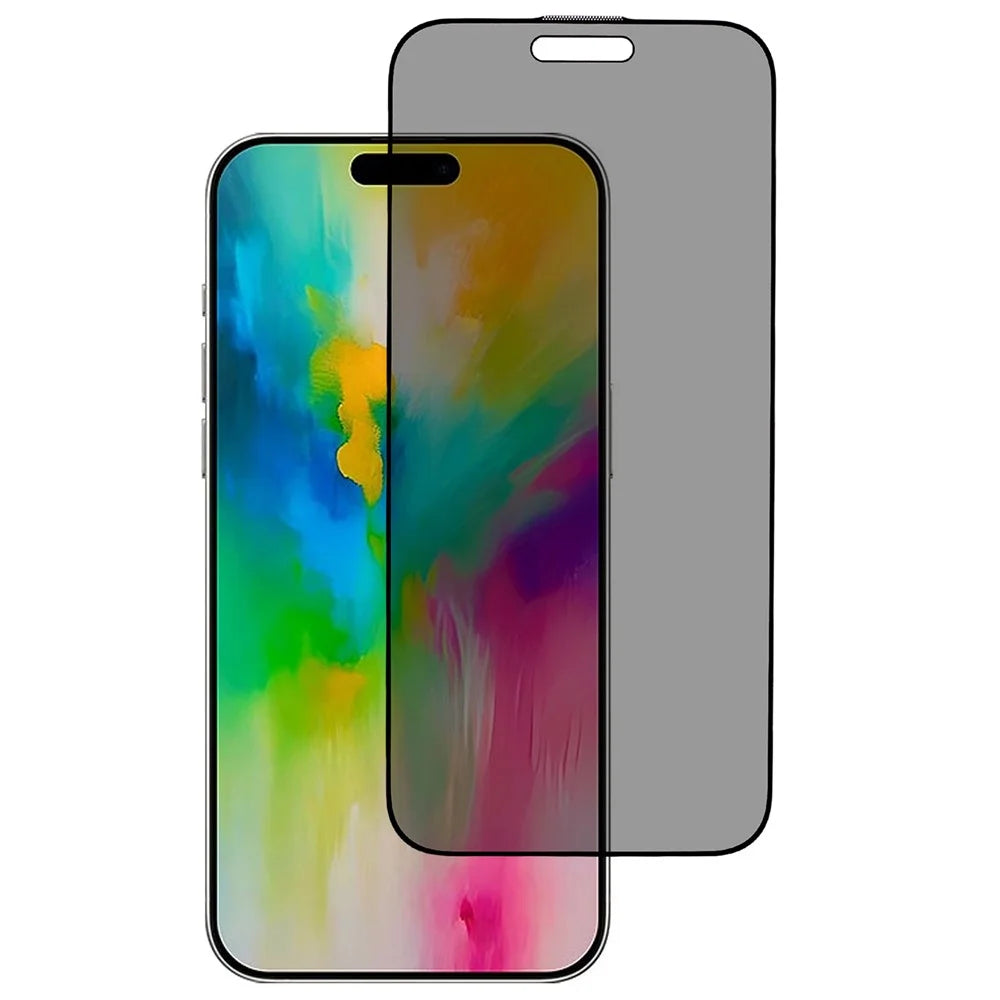 For iPhone 16 Pro Max Anti-Spy Screen Protector Full Glue Silk Print Black Edge Tempered Glass Film with Anti-Dust Mesh - 1
