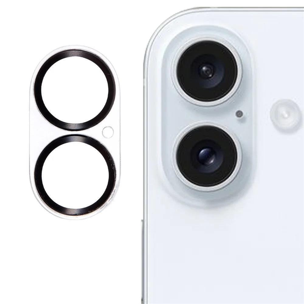For iPhone 16 / 16 Plus Camera Lens Protector CD Veins Integrated Tempered Glass Lens Film - Black - 1