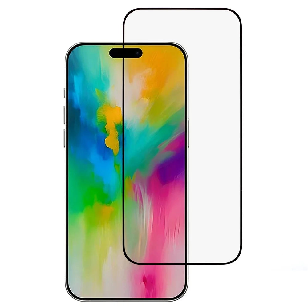 For iPhone 16 Pro Tempered Glass Electroplating Anti-Fingerprint Silk Printing Full Glue Screen Protector - 1