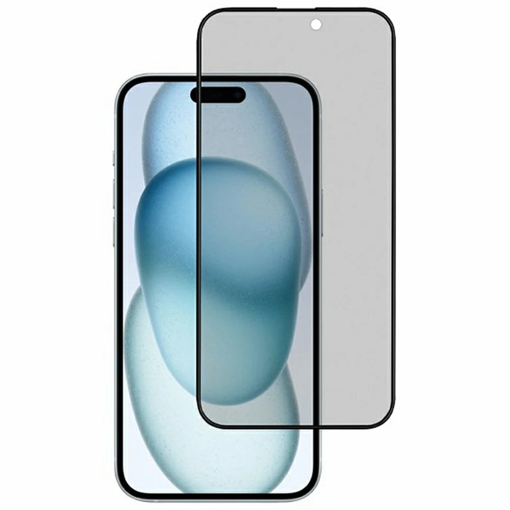 KZDOO For iPhone 16 / 15 / 14 Pro Anti-Peep Tempered Glass Screen Protector Full Glue Silk Printing Screen Film - 1