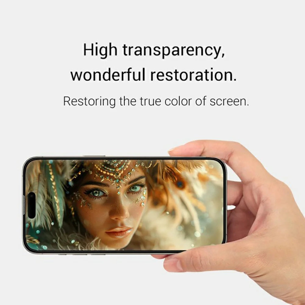 KZDOO For iPhone 16  /  15  /  14 Pro Anti-Dust Clear Screen Protector 3D Curved AB Glue Tempered Glass Film - 2