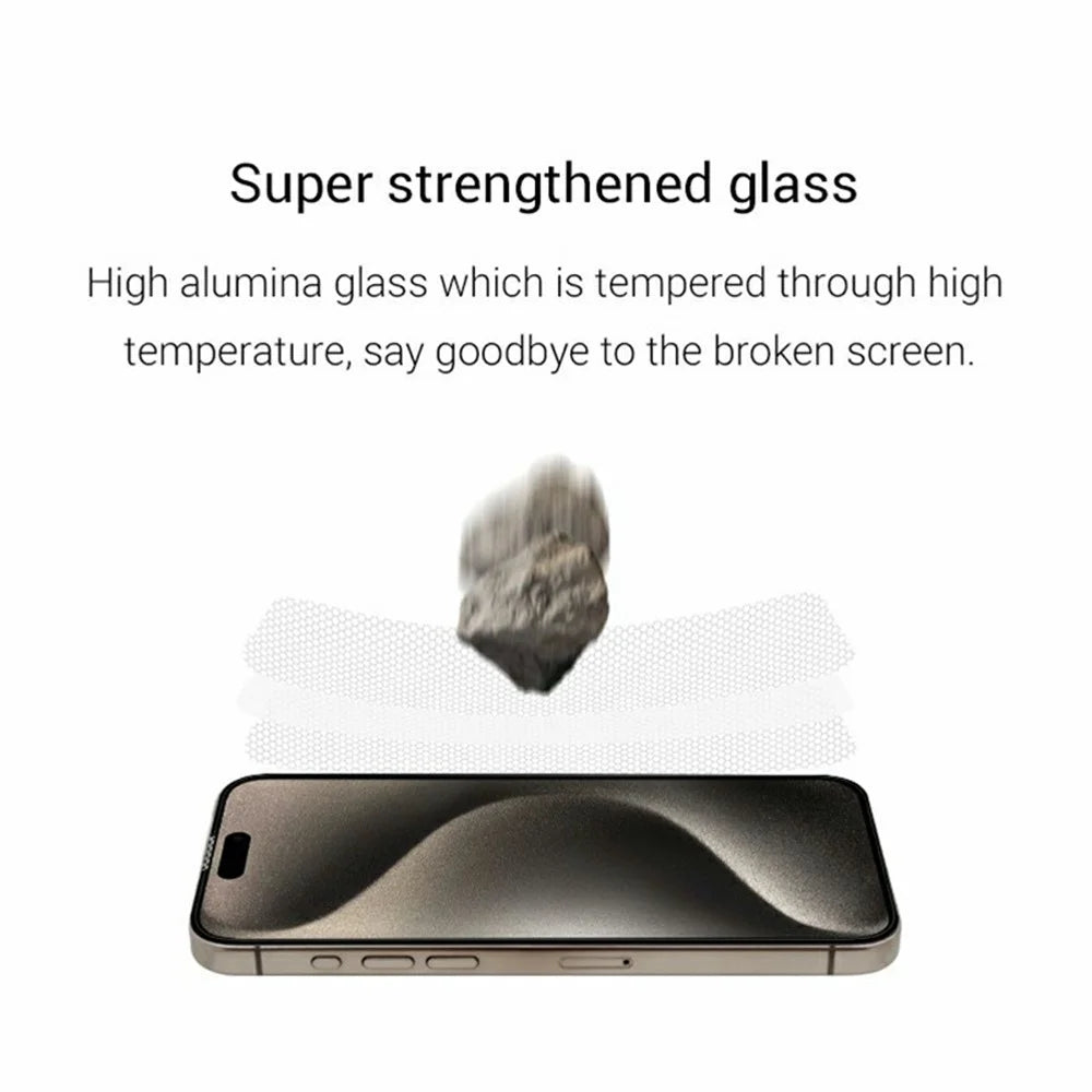 KZDOO For iPhone 16  /  15  /  14 Pro Anti-Dust Clear Screen Protector 3D Curved AB Glue Tempered Glass Film - 4