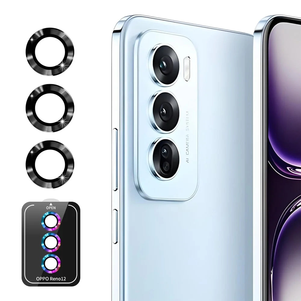 ENKAY HAT PRINCE For Oppo Reno12 5G (Global) Camera Lens Protector  Metal Ring Lens Film - Black - 1