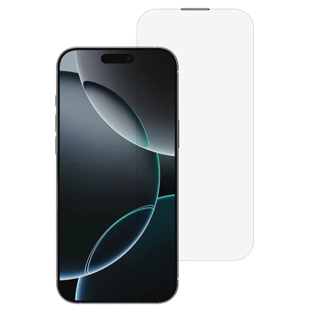 For iPhone 16 Pro Screen Protector Crystal Clear Purple Light Tempered Glass Film Built-In Dust-Proof Mesh - 1