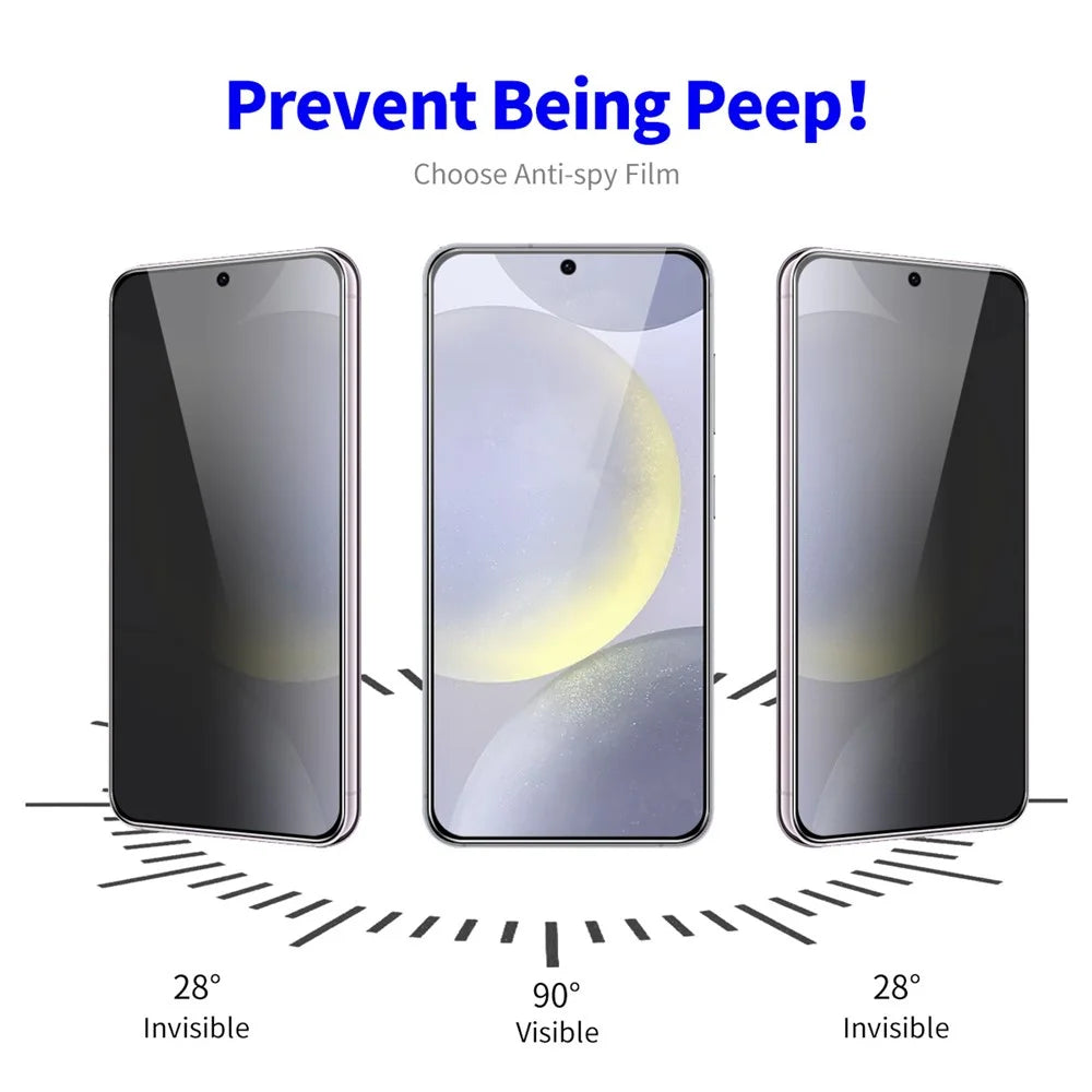 ENKAY HAT PRINCE For Samsung Galaxy S24 FE 2Pcs Privacy Screen Protector  28-degree Anti-Spy Tempered Glass - Black - 3