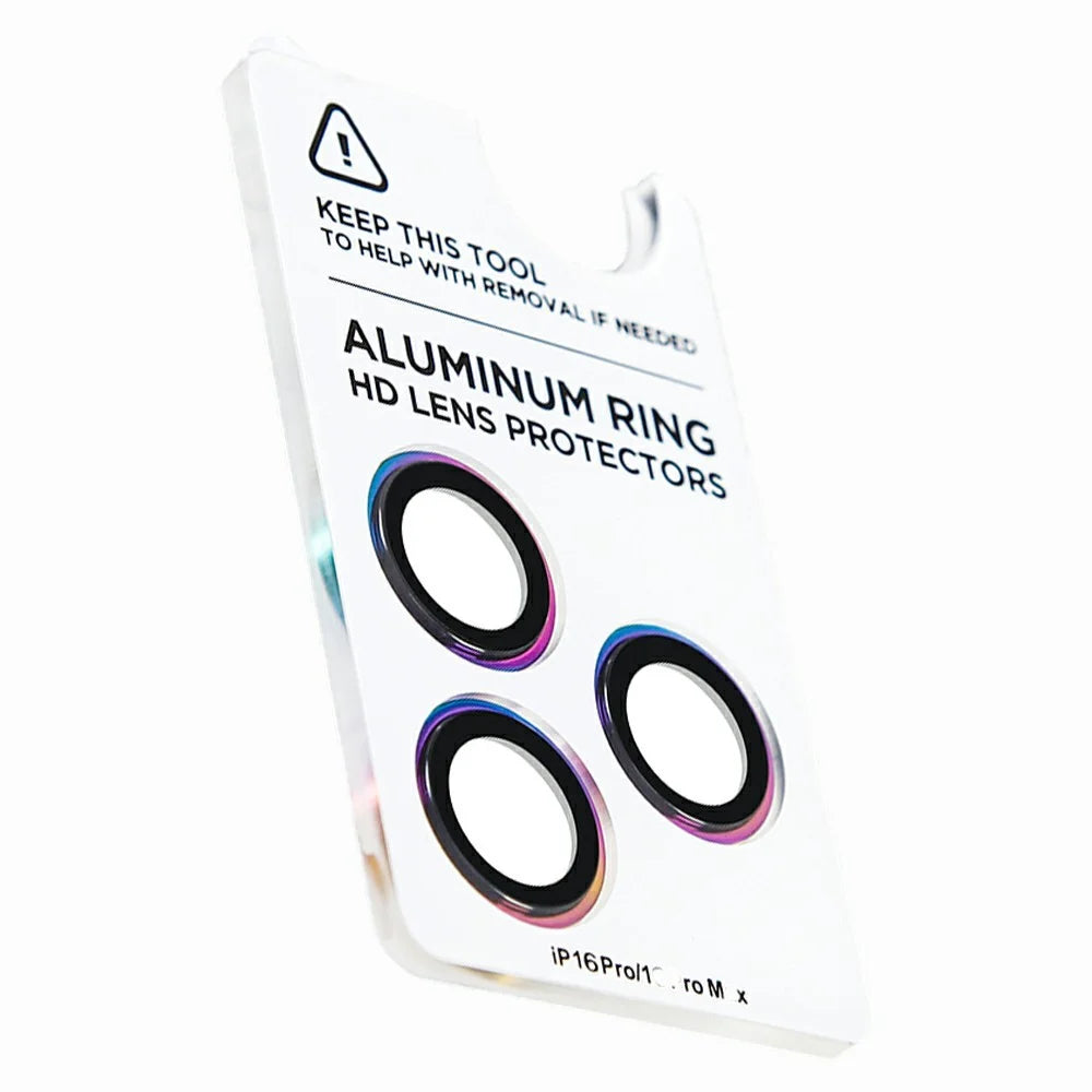 XUNDD For iPhone 16 Pro / 16 Pro Max Camera Lens Protector Color Ring Ultra Clear Cell Phone Medium Alumina Glass Lens Film - 1