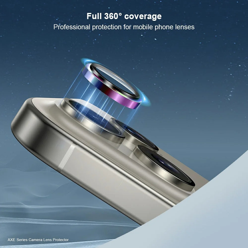 XUNDD For iPhone 15 Pro / 15 Pro Max Camera Lens Protector Ultra Clear Full Covering Cell Phone Medium Alumina Glass Lens Film - 3