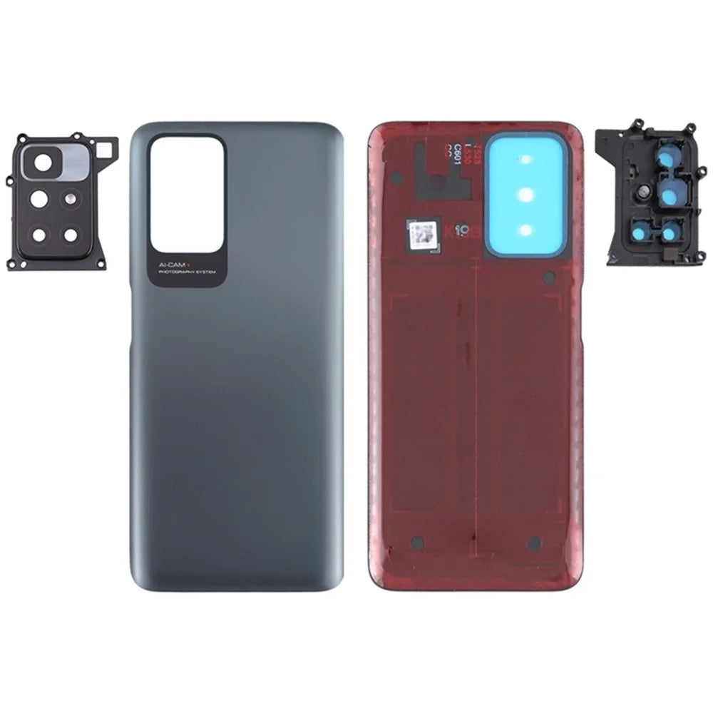For Xiaomi Redmi 10 4G (2021)  /  10 2022 4G  /  10 Prime  /  Redmi Note 11 4G Back Battery Housing Cover with Camera Ring Lens Cover Spare Part - Black - 1
