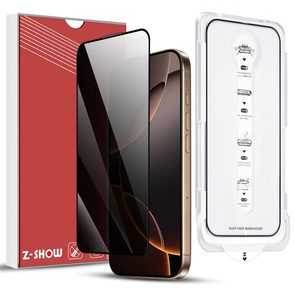 For iPhone 13 Anti-Spy Screen Protector Temered Glass Film with Dust-Proof Net - 1