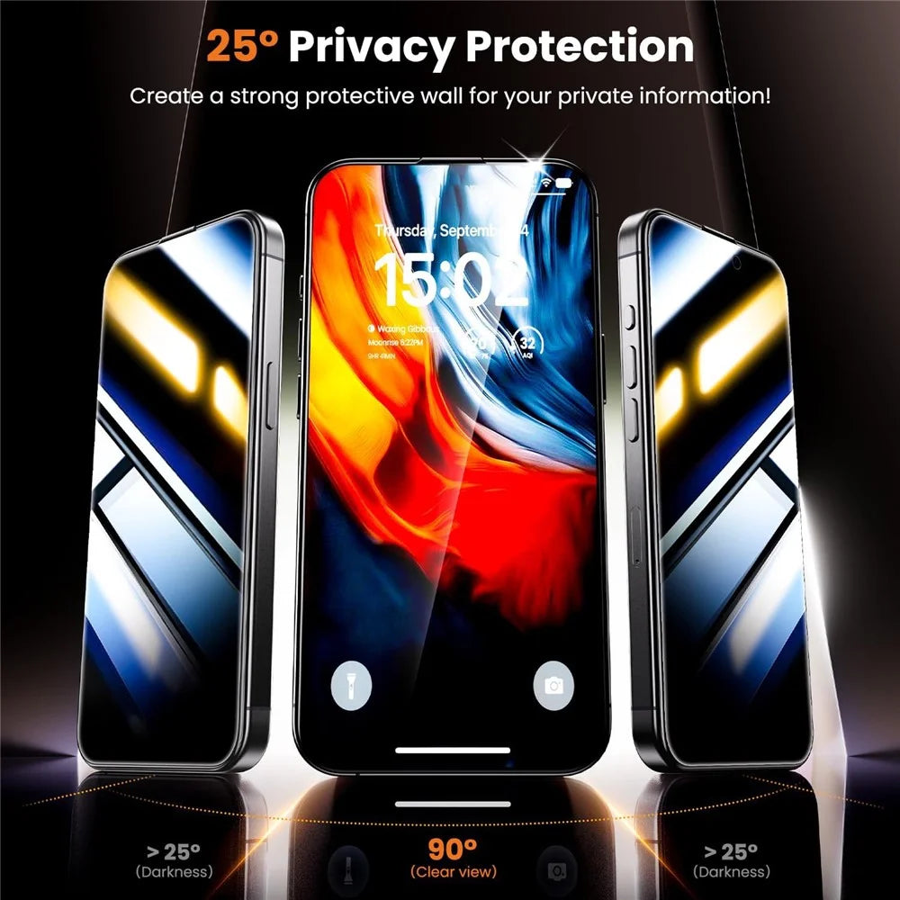 For iPhone 14 Plus Anti-Spy Screen Protector Temered Glass Film with Dust-Proof Net - 2