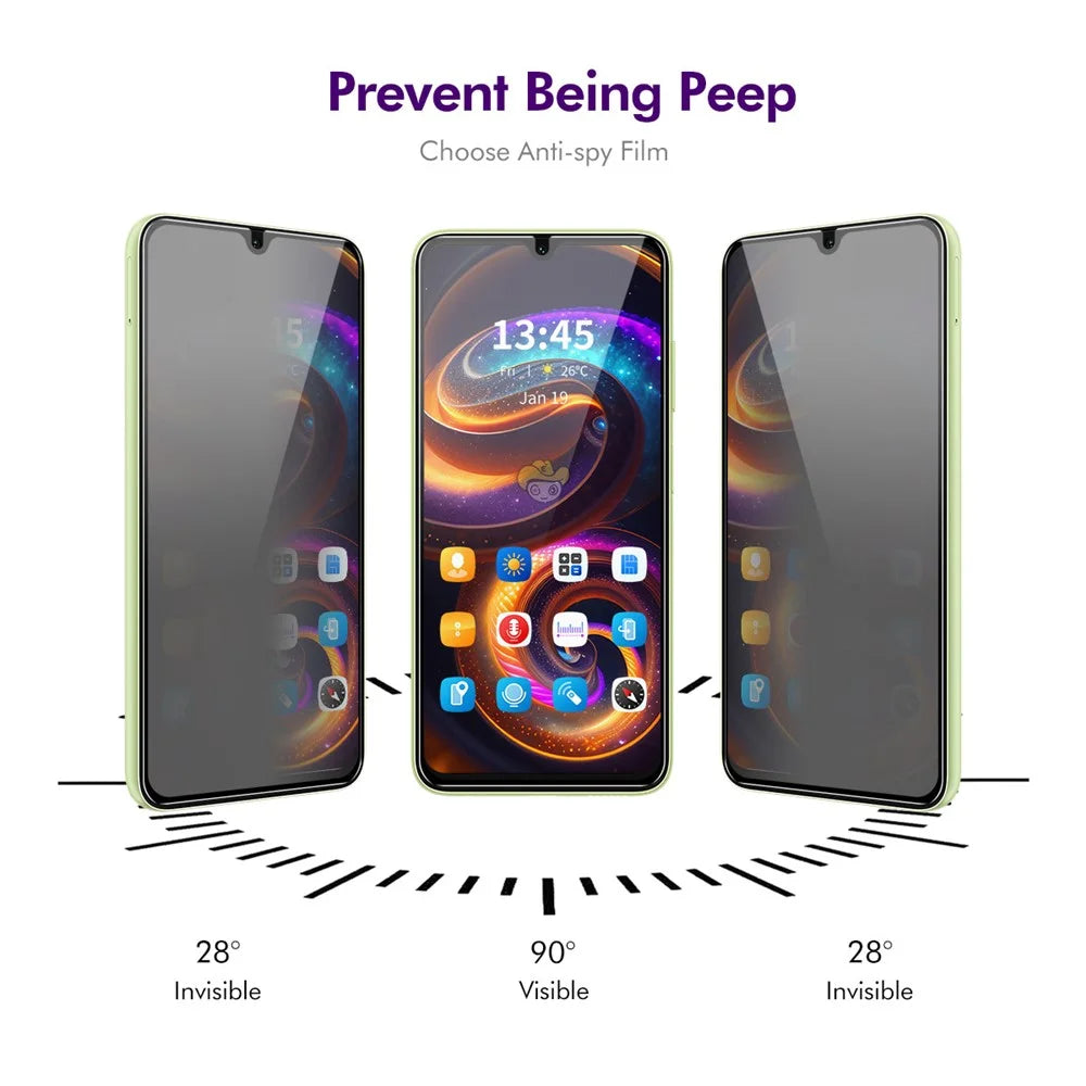 ENKAY HAT PRINCE For Samsung Galaxy A16 4G / A16 5G Anti-Spy Film   Silk Printing Tempered Glass Screen Protector with Installation Tool - Grey - 3