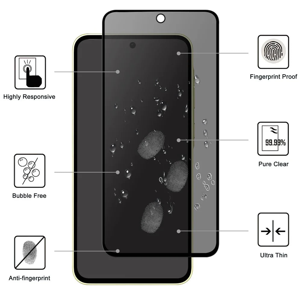 For Samsung Galaxy A54 5G Tempered Glass Screen Protector 2.5D Arc Edge Anti-Spy Film - 2