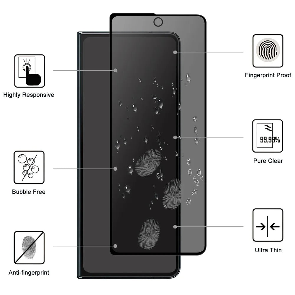 For Samsung Galaxy Z Fold6 5G Front Screen Protector 2.5D Arc Edge Anti-Spy Tempered Glass Film - 2