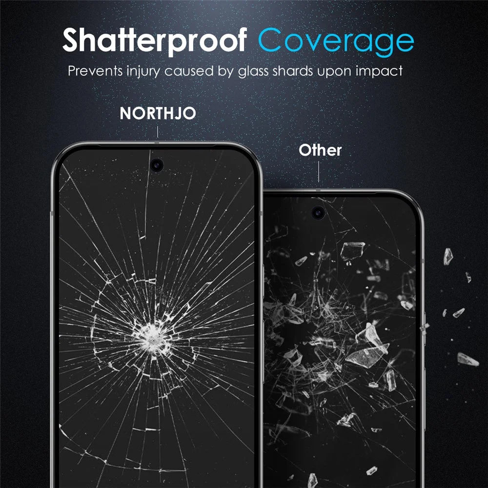 NORTHJO A++ For Google Pixel 9 / 9 Pro Screen Protector Support Fingerprint Unlock Silk Printing High Aluminum-Silicon Glass Film, Black - 6