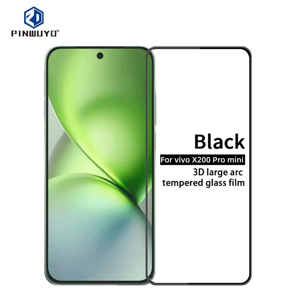 PINWUYO For vivo X200 Pro mini 5G Tempered Glass Film  Explosion-proof 9H 3D Full Screen Protector - Black - 3