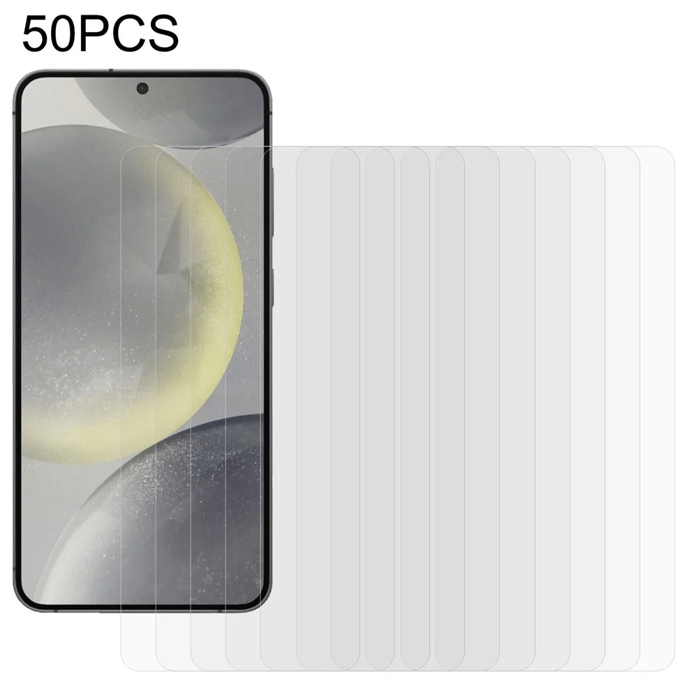 50Pcs For Samsung Galaxy S25 Edge / S25+  /  S24+ Screen Protector Ultra Clear Full Glue Tempered Glass Film (No Package, with Wipes Set, Dust-absorber, Guide Sticker) - 1