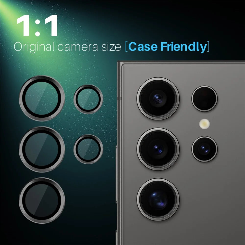 NORTHJO 1 Set For Samsung Galaxy S25 Ultra Tempered Glass Camera Lens Film CD Veins Metal Ring Lens Guard - Black - 4