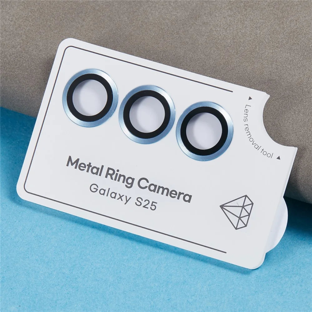 For Samsung Galaxy S25 Camera Lens Protector Set Electroplating Metal + Tempered Glass Individual Lens Film - Blue - 5