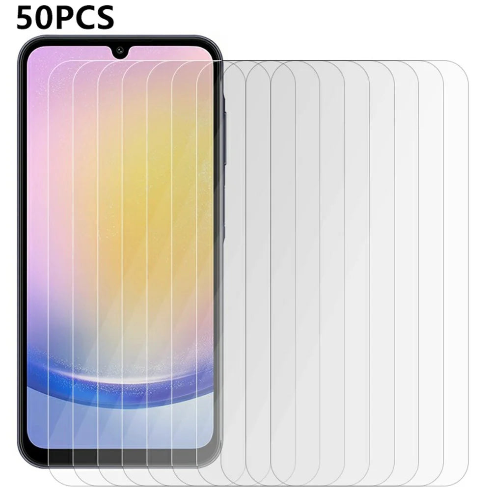 50Pcs Screen Protector For Samsung Galaxy A18 5G / A18 4G / A17 5G / A17 4G / A26 5G / A16 5G / A16 4G Ultra Clear Full Glue Tempered Glass Film (No Package, with Wipes Set, Dust-absorber, Guide Sticker) - 1