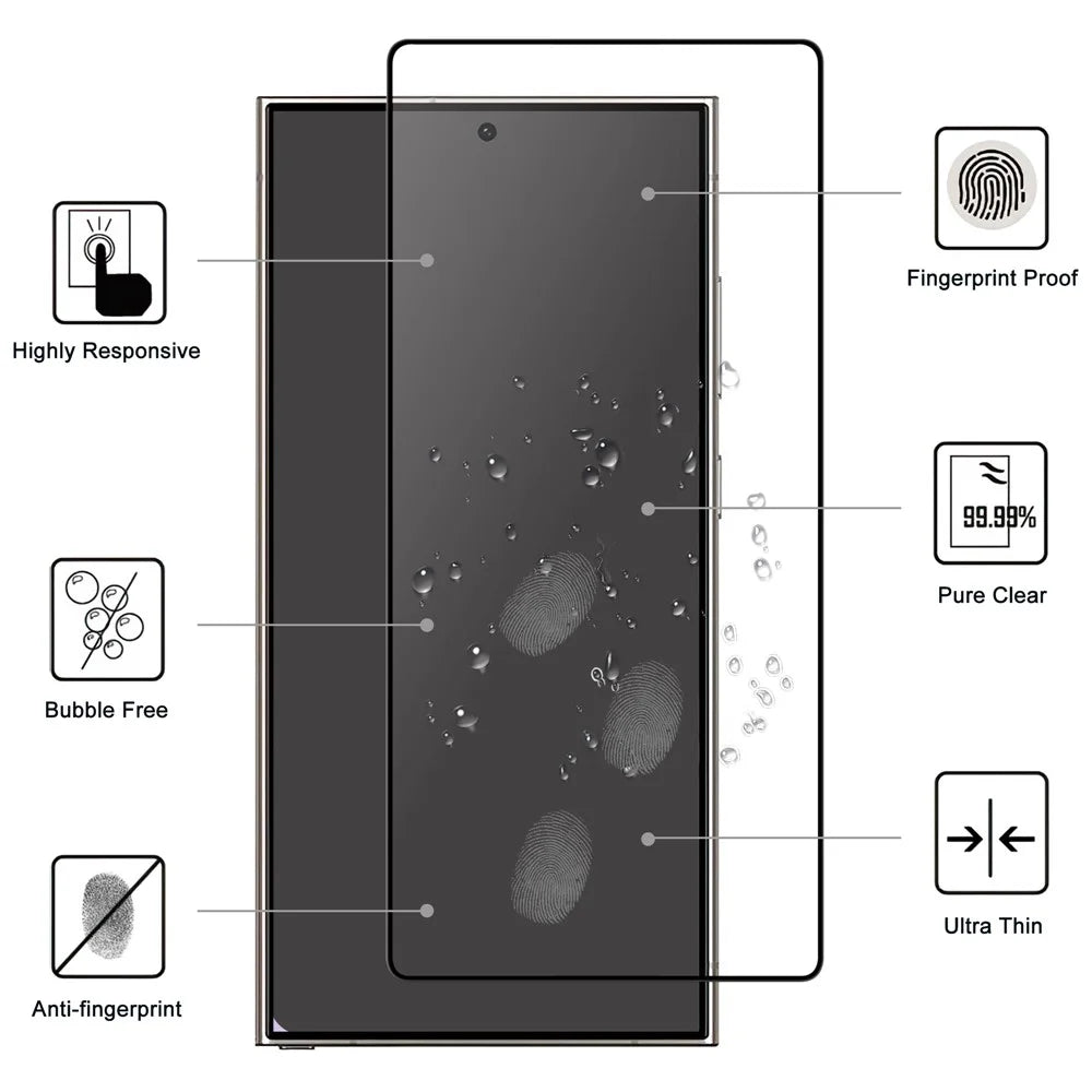 For Samsung Galaxy S25 Ultra AGC Tempered Glass with Black Edge Full Glue Full Coverage Screen Protector - 2