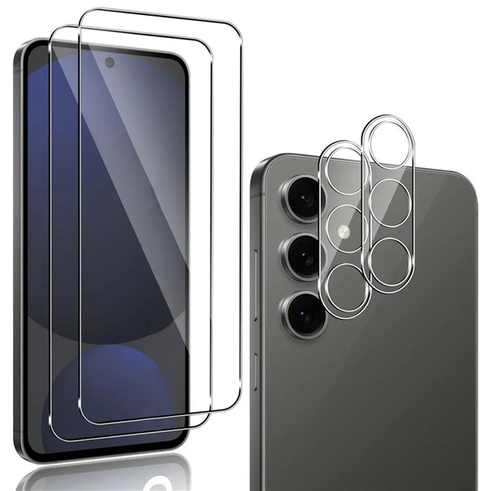 2Pcs For Samsung Galaxy A56 5G Screen Protector 2.5D Arc Edge High Clarity Tempered Glass Film with Camera Lens Film - 1