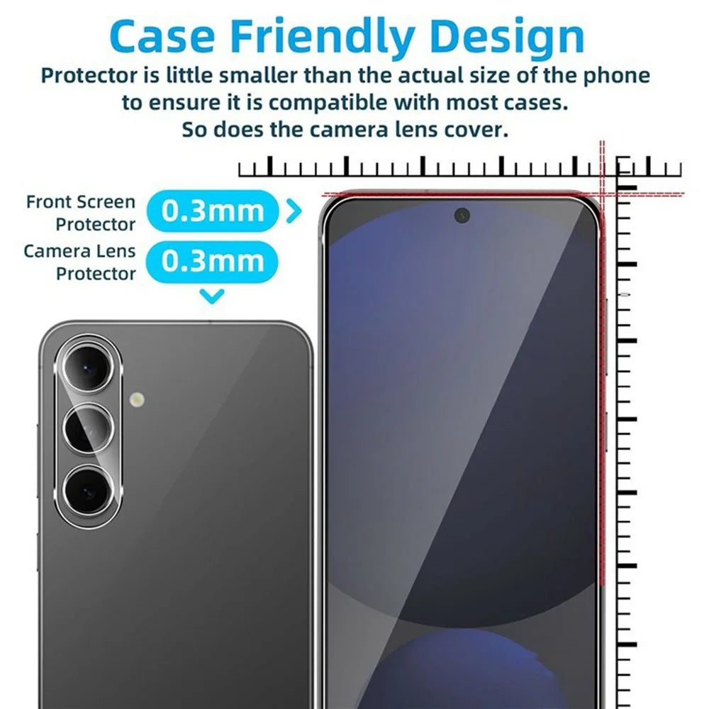2Pcs For Samsung Galaxy A56 5G Screen Protector 2.5D Arc Edge High Clarity Tempered Glass Film with Camera Lens Film - 6