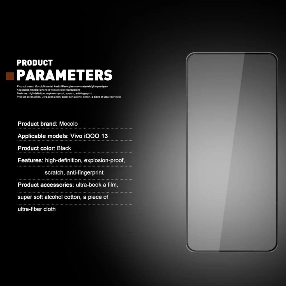 MOCOLO For vivo iQOO 13 5G Screen Protector Anti-Shatter Silk Printing Tempered Glass Film - Black - 7