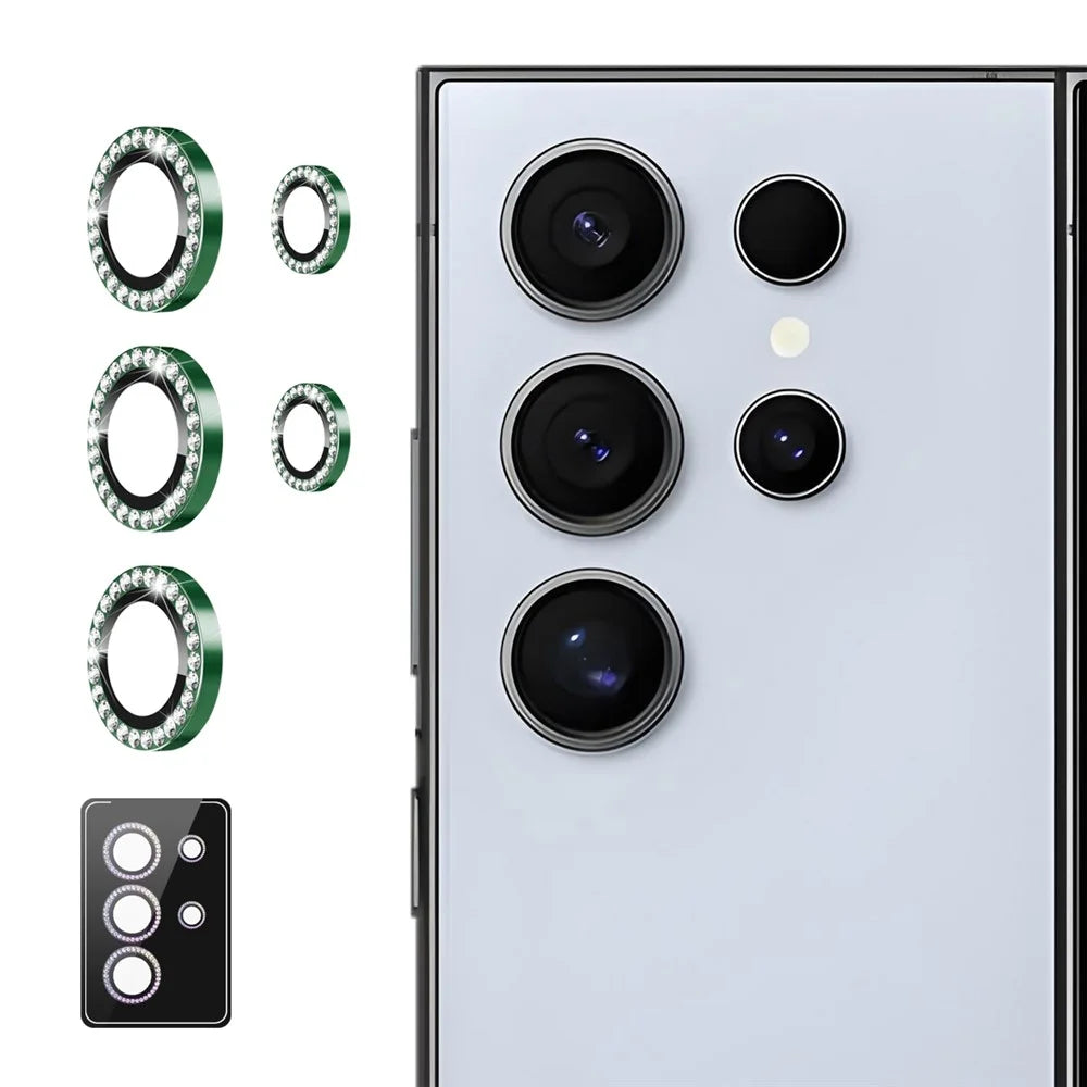 ENKAY HAT PRINCE For Samsung Galaxy S24 Ultra Camera Lens Protector   Rhinestone Decor Rear Lens Film - Dark Green - 1