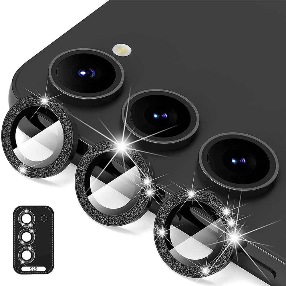 ENKAY HAT PRINCE For Samsung Galaxy S25 Camera Lens Protector  Glitter Decor Tempered Glass Lens Film - Black - 1