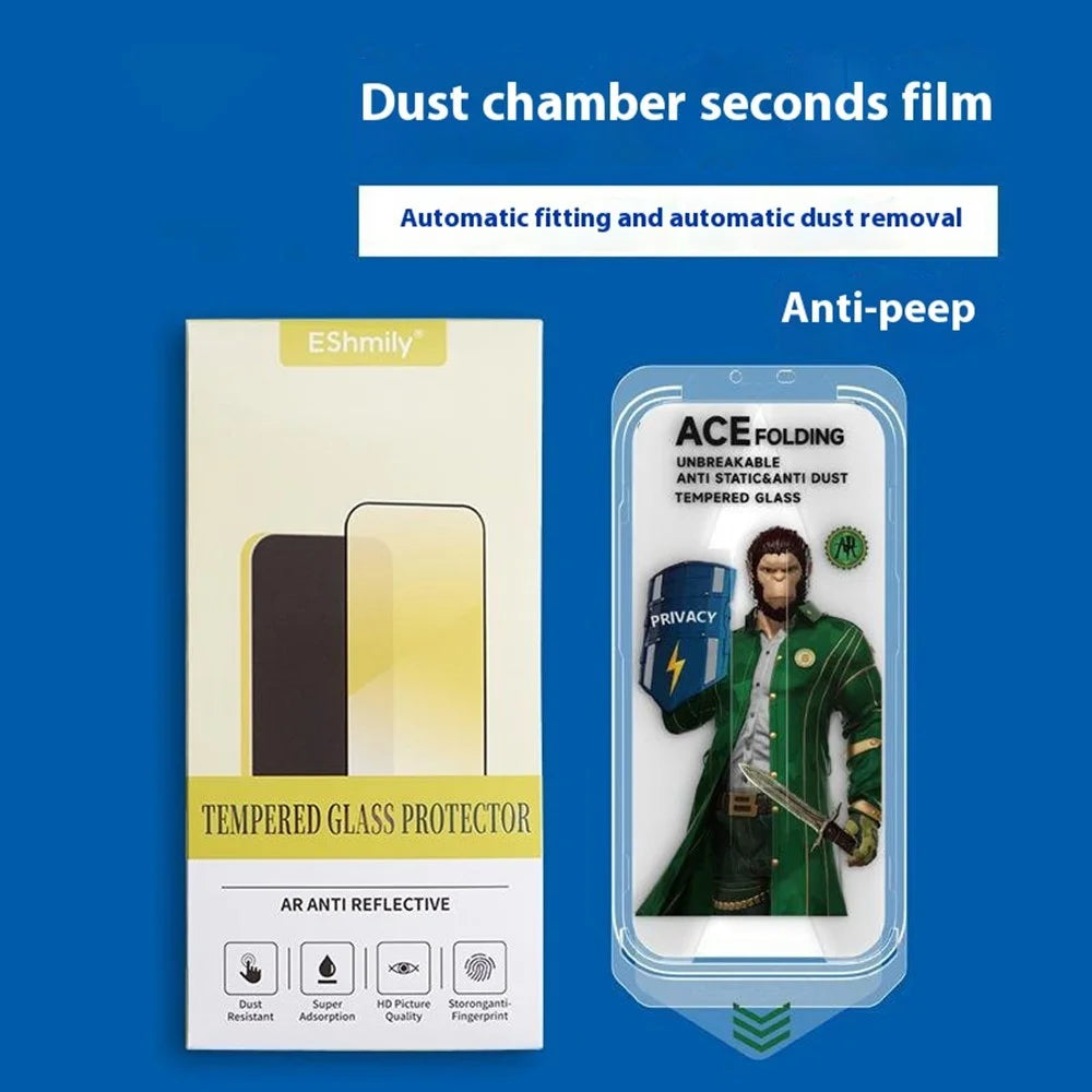 ESHMILY For iPhone 15 Pro Max Screen Protector 2.5D High Aluminium-Silicon Glass Anti Spy Film with Easy Installation Tool - 5