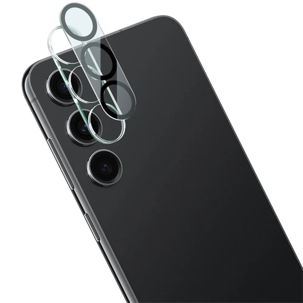 IMAK For Samsung Galaxy S23 Tempered Glass Camera Lens Protector + Acrylic Lens Cap (Black Circle Design) - 1