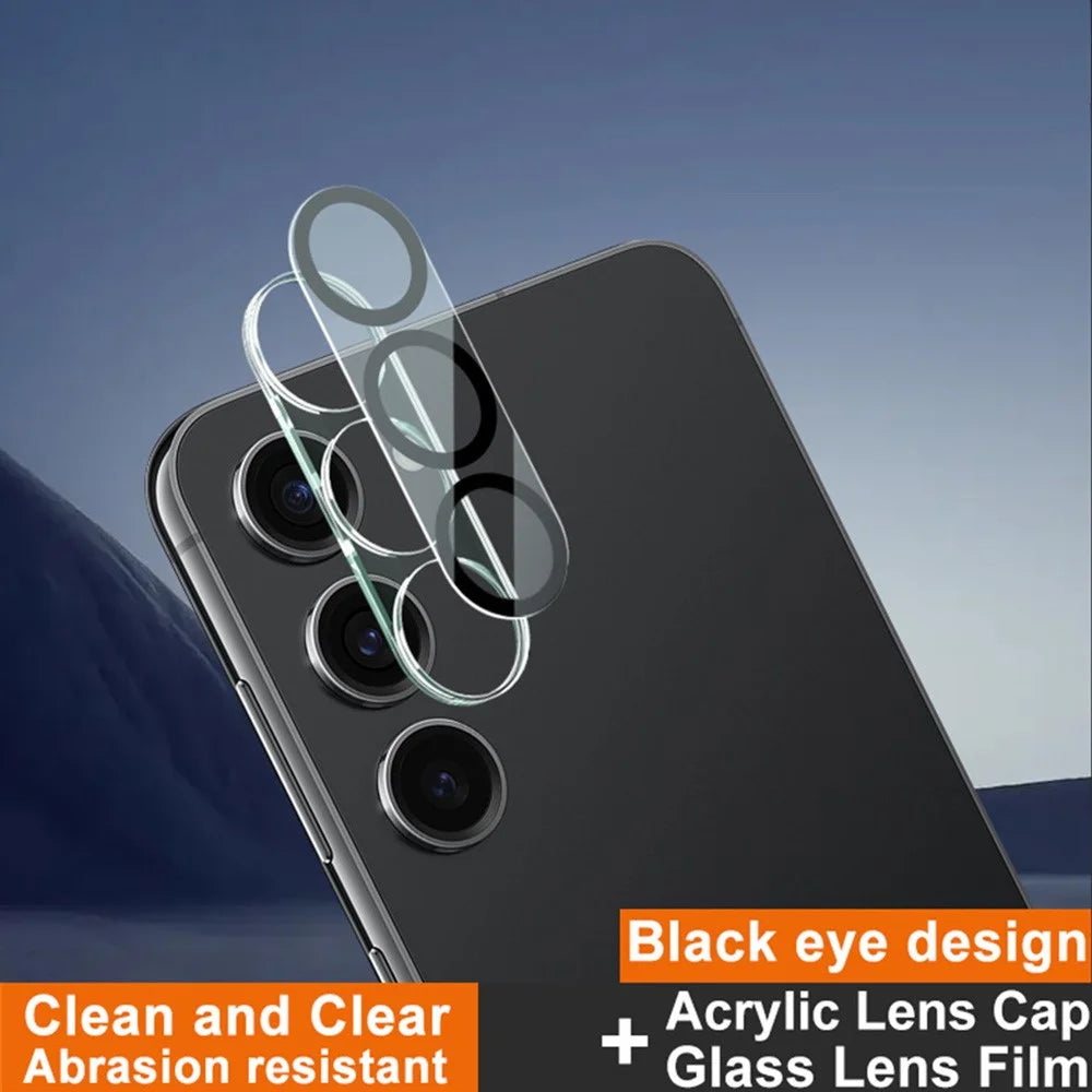 IMAK For Samsung Galaxy S23 Tempered Glass Camera Lens Protector + Acrylic Lens Cap (Black Circle Design) - 2