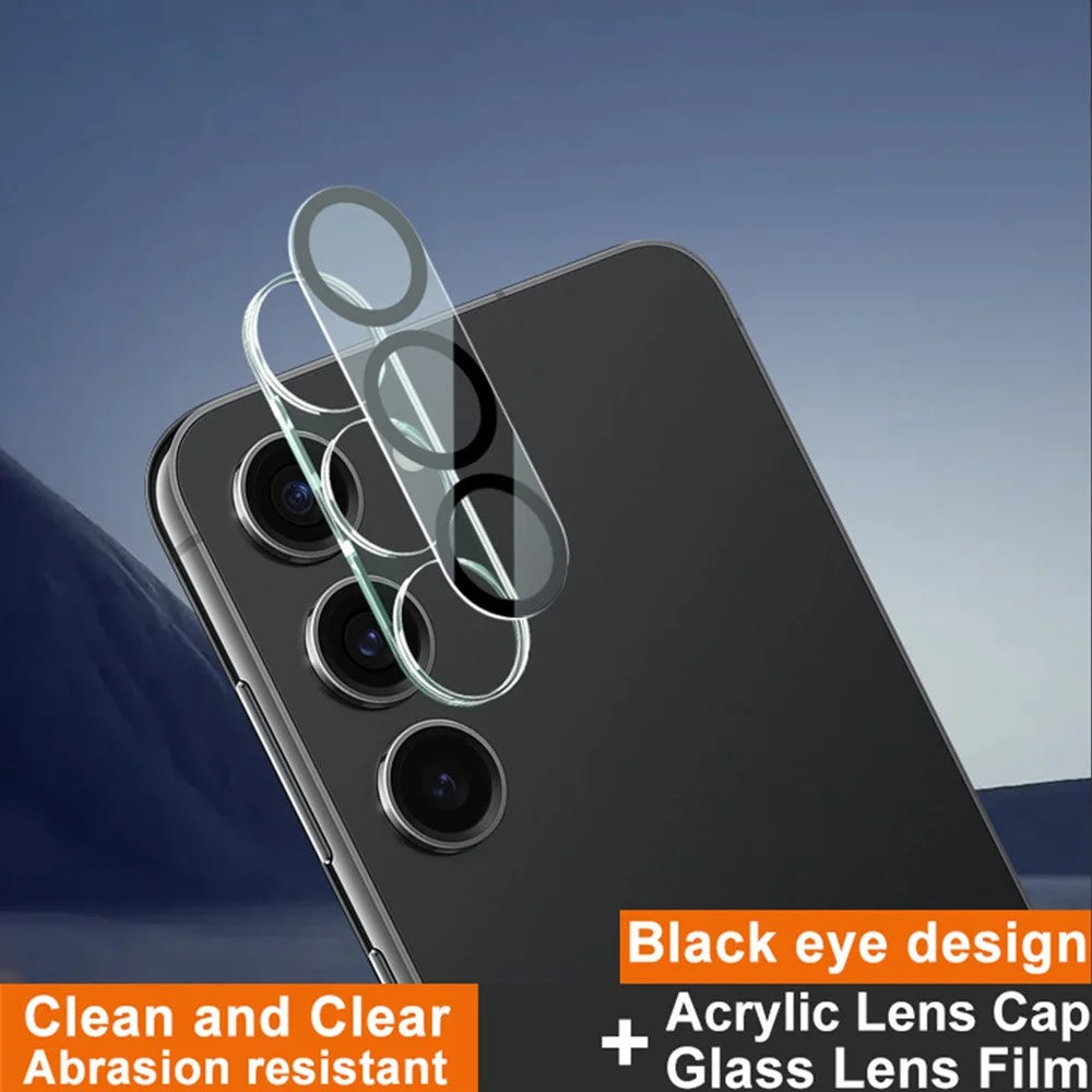 IMAK For Samsung Galaxy S23+ Tempered Glass Camera Lens Protector + Acrylic Lens Cap (Black Circle Design) - 2