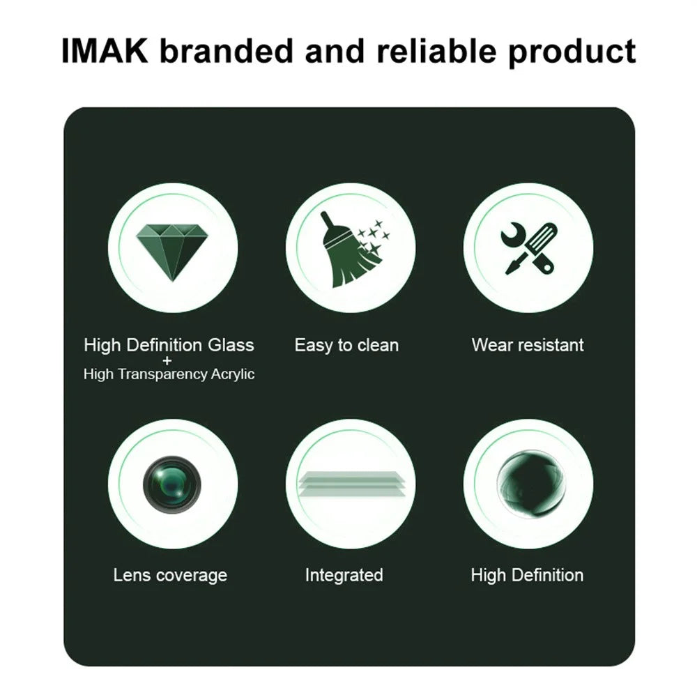 IMAK For Samsung Galaxy S23 FE Tempered Glass Camera Lens Protector + Acrylic Lens Cap (Black Circle Design) - 4