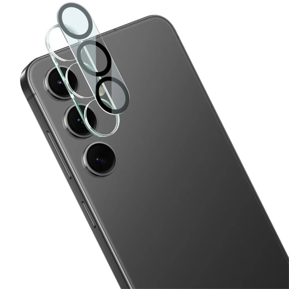 IMAK For Samsung Galaxy S24 Tempered Glass Camera Lens Protector + Acrylic Lens Cap (Black Circle Design) - 1