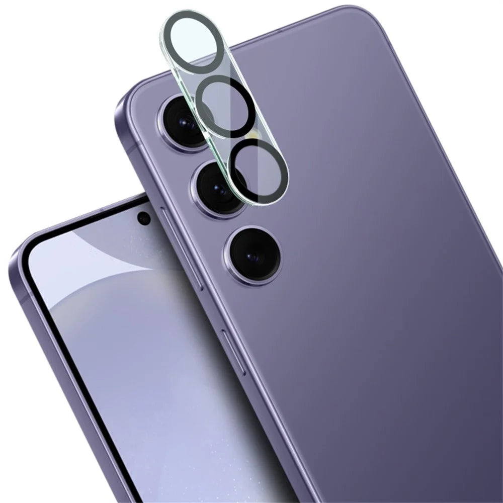 IMAK For Samsung Galaxy S25 Tempered Glass Camera Lens Protector + Acrylic Lens Cap (Black Circle Design) - 5