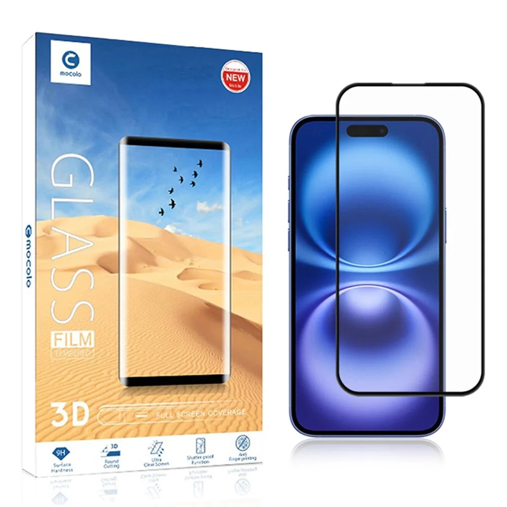 MOCOLO For iPhone 16 Plus Screen Protector 3D Curved Tempered Glass HD Clear Full Glue Film - 6