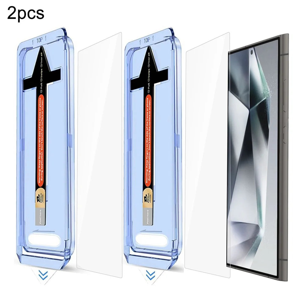 2 Sets For Samsung Galaxy S25 Ultra Tempered Glass HD Clear Screen Protector with Automatic Dust Removal Tool - 1