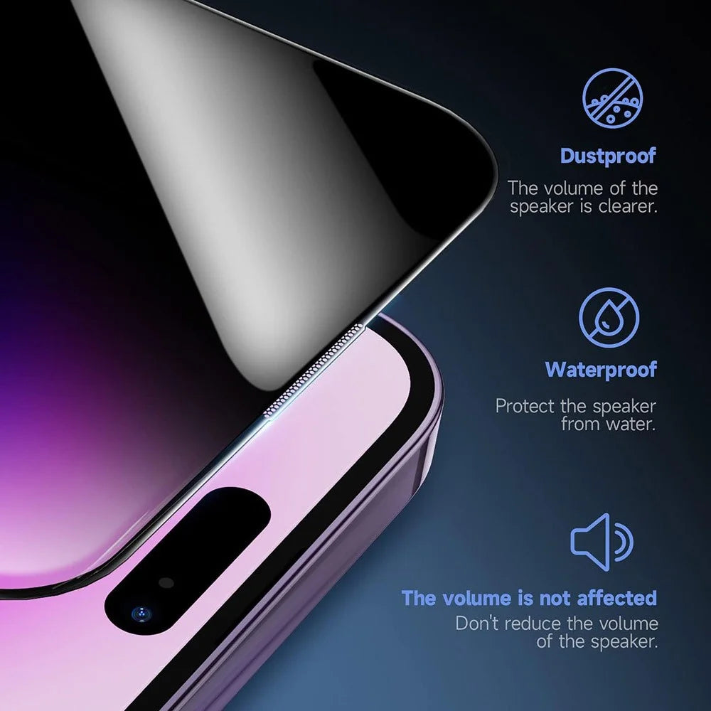 For iPhone 15 Pro Max Anti Spy Tempered Glass Screen Protector with Automatic Dust Removal Tool - 3