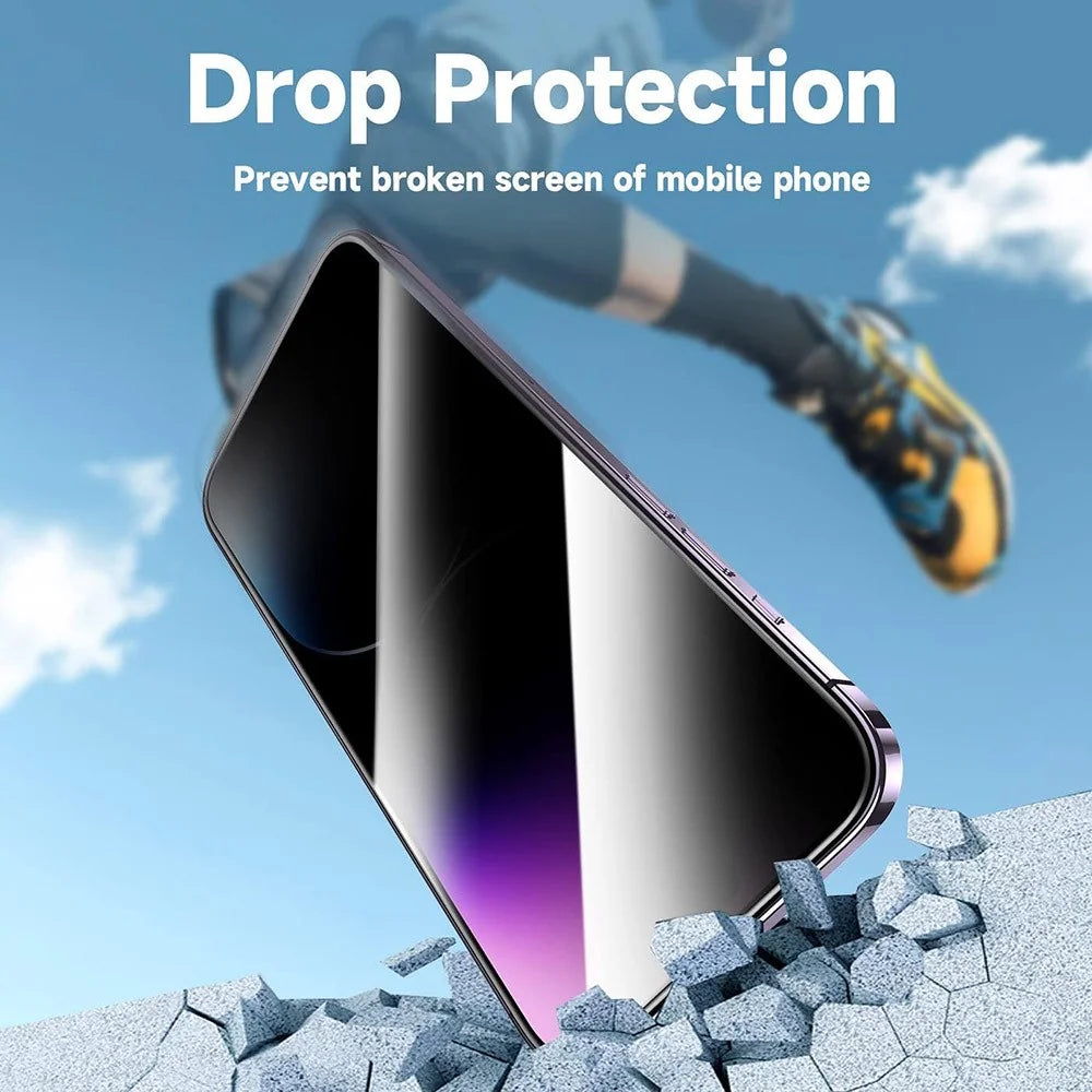 For iPhone 15 Pro Max Anti Spy Tempered Glass Screen Protector with Automatic Dust Removal Tool - 4