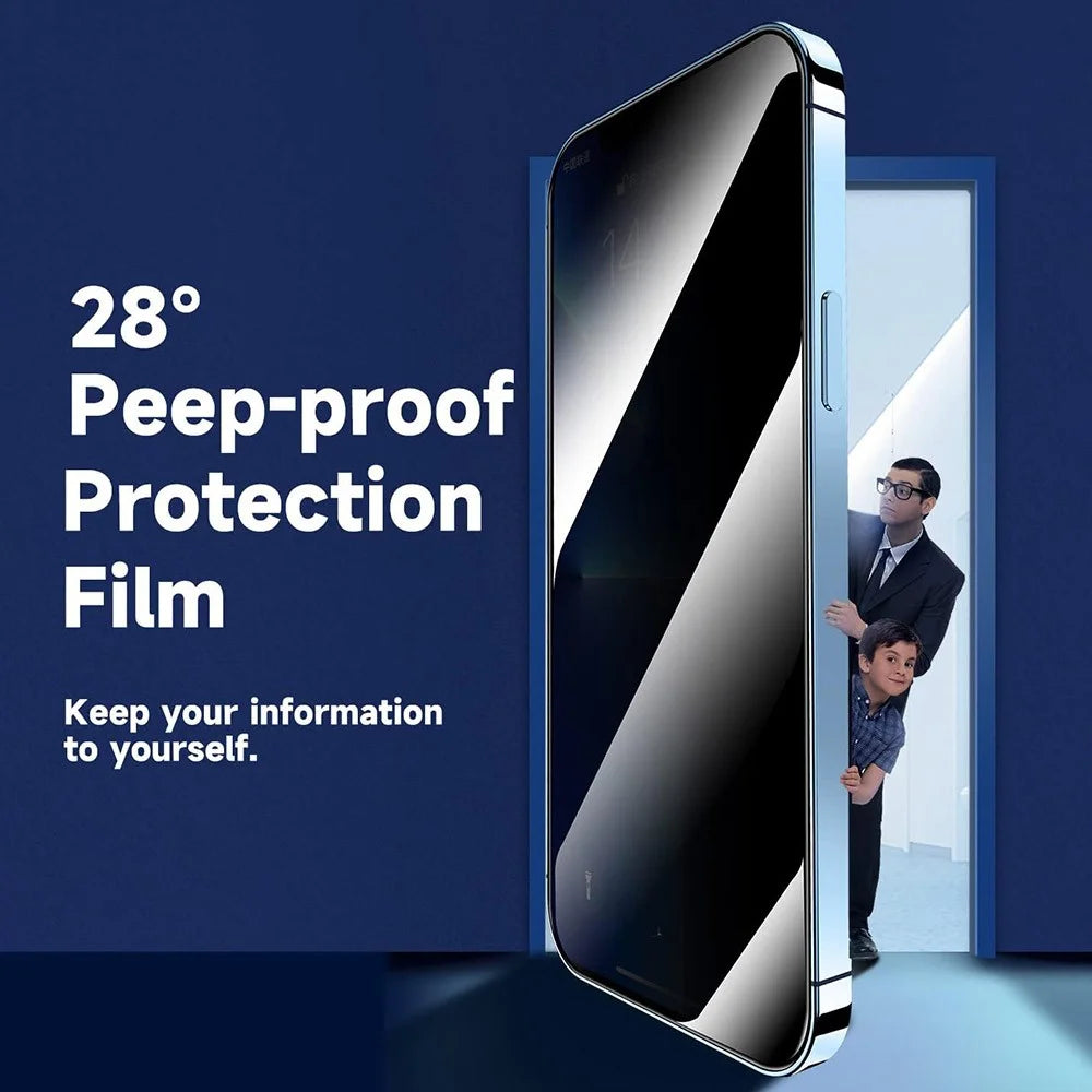 For iPhone 14 Plus Anti Spy Tempered Glass Screen Protector with Automatic Dust Removal Tool - 2