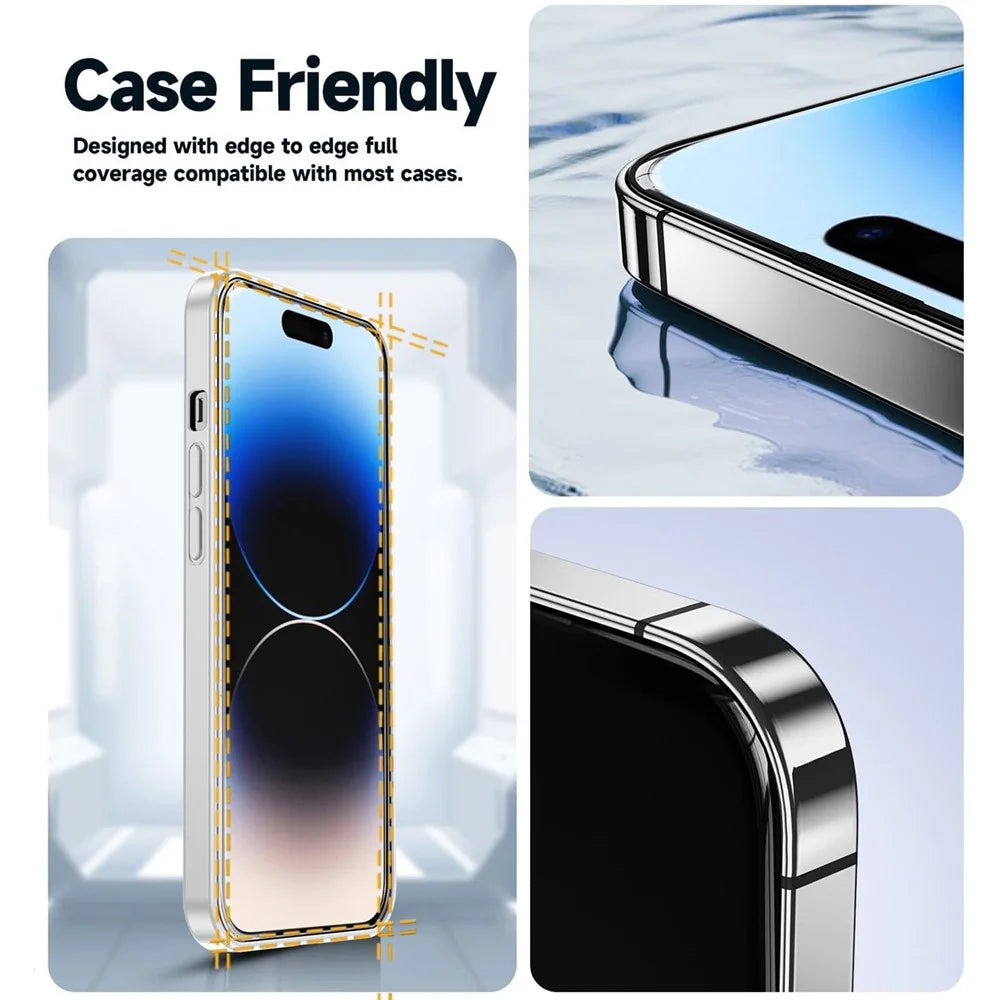 For iPhone 15 Tempered Glass HD Clear Screen Protector with Automatic Dust Removal Tool - 2