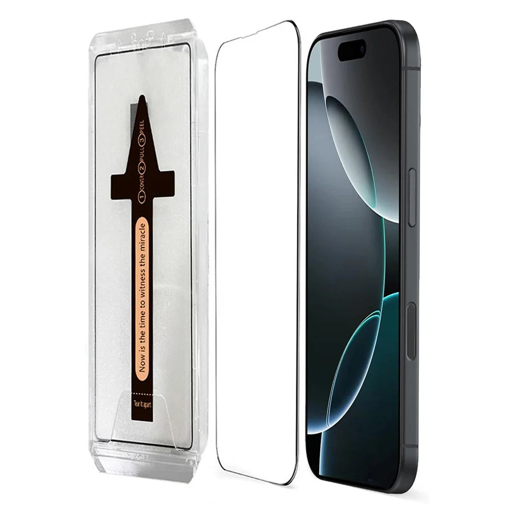 For iPhone 16 Pro Tempered Glass HD Clear Screen Protector with Automatic Dust Removal Tool - 1
