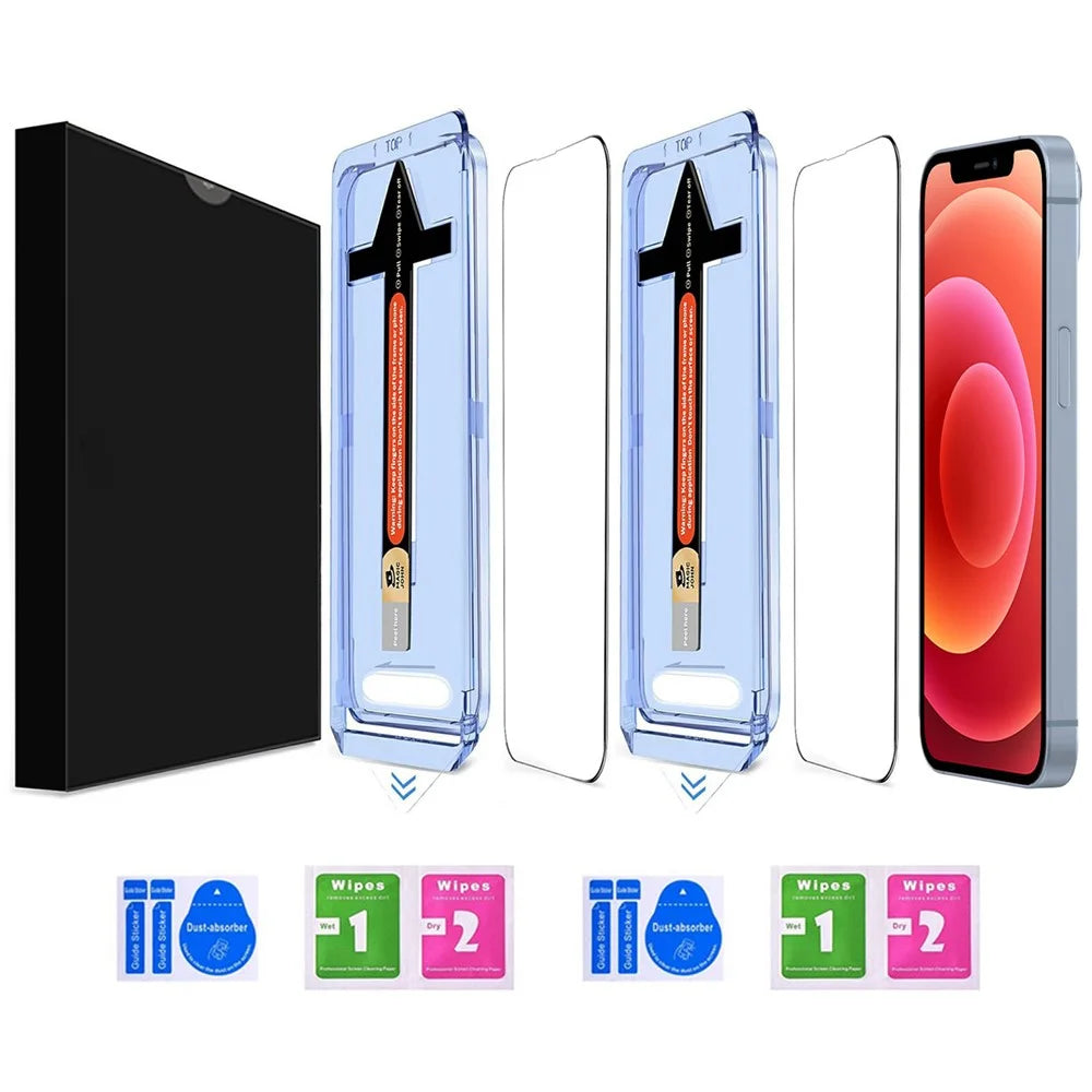 2 Sets For iPhone 12 Pro / 12 Tempered Glass HD Clear Screen Protector with Automatic Dust Removal Tool - 2